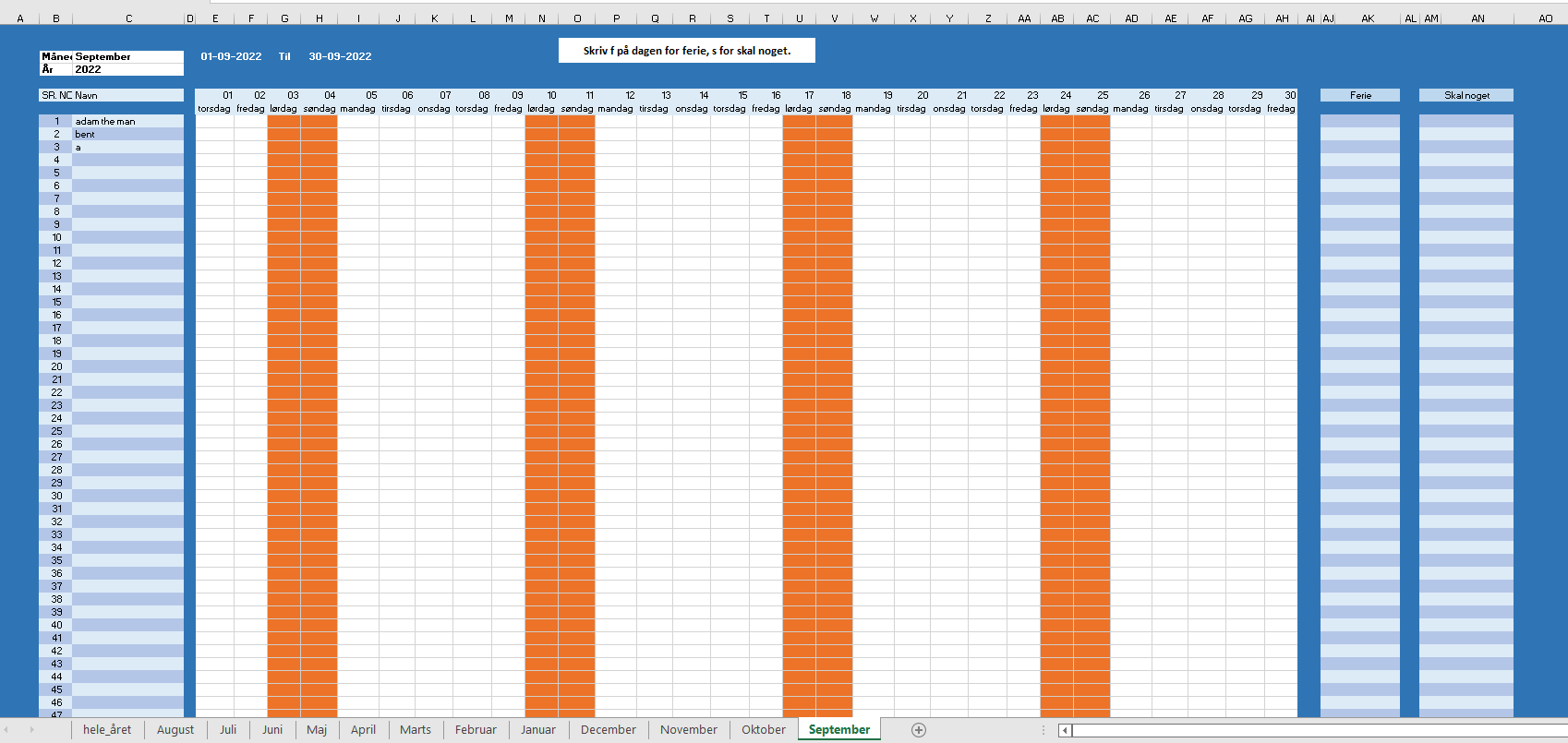 Excel Månded